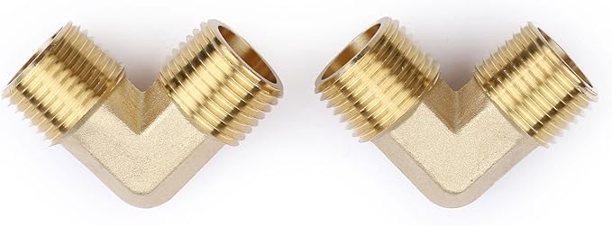 U.S. Solid 2pcs 90 Degree Barstock Street Elbow Brass Pipe Fitting 1/2" NPT Male Pipe to 1/2" NPT Male