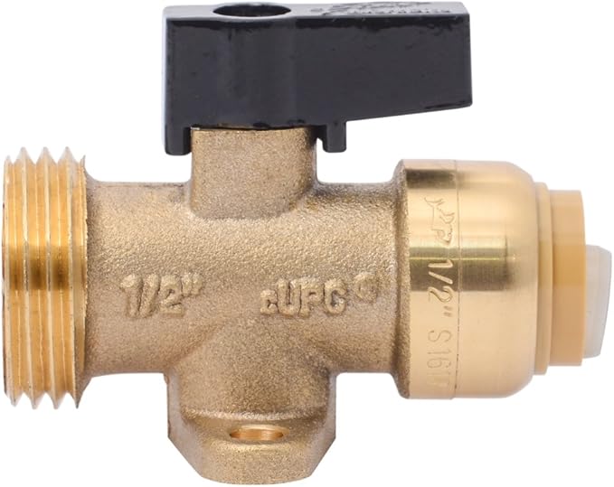 SharkBite 1/2 Inch x 3/4 Inch MHT Washing Machine Straight Valve, Push to Connect Brass Plumbing Fitting, PEX Pipe, Copper, CPVC, PE-RT, HDPE, 25559LF
