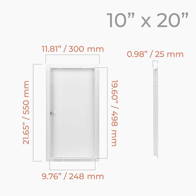 10x20 Inch White Access Panel – Metal Rectangular Wall & Ceiling Access Door for Plumbing Electrical HVAC – Easy Install Indoor Panel for Drywall Home Improvement and Maintenance