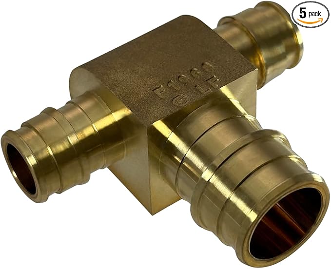 XFITTING Pex A 1/2 Inch x 1/2 Inch x 3/4 Inch Pex A Tee, 201-1-6=5XX, 5 Pieces