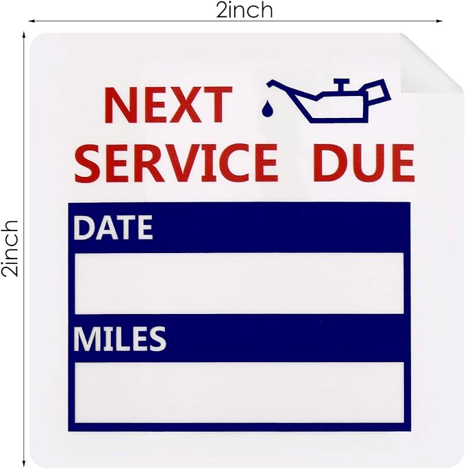 600 Pieces Oil Change Reminder Stickers Service Reminder Labels Low-Tack Windshield Stickers, 2 x 2 Inch, 1 Roll (Blue)