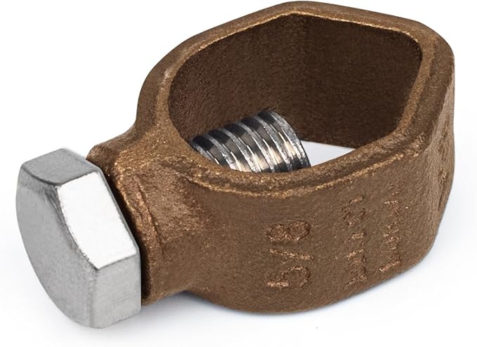 Silicon Bronze Ground Rod Clamp,UL & CSA listed,Great for 1/2”- 5/8’’ Grounding Rods (1, 1/2''-5/8'')