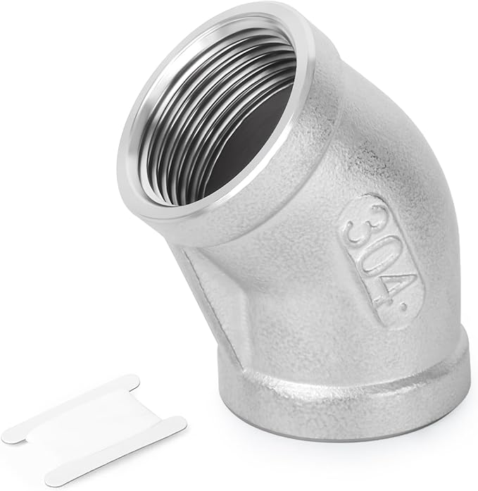 TAISHER 1PCS 304 Stainless Steel 45 Degree elbow,2" NPT Female x 2" NPT Female 304 Stainless Pipe Fitting