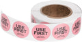 PATIKIL 500 Pcs USE First Stickers, 1 inch Round Use First Stickers Food Service Circle Inventory Control Adhesive Labels for Food Service Kitchen Restaurants Retail Storage Date, Pink