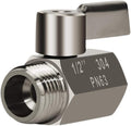 Showerhead Shut Off Valve with Stainless Handle, 304 Stainless Steel Mini Ball Valve(1/2" Female X Male) NPT Thread, Water Flow Control Valve Regulator Chrome, Shower Head Flow Control Valve