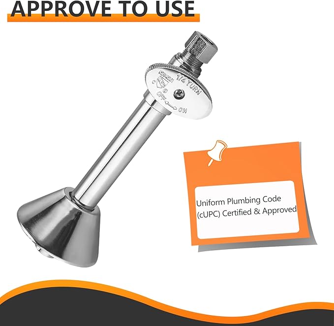 5-PCs HeSun Straight Stop Valve with 5-Inch Copper Sweat Tube Extension, 1/2" Sweat x 3/8" OD Compression Straight Stop, 1/4 Turn Shut Off Valve for Bathroom(VALVE146-5)