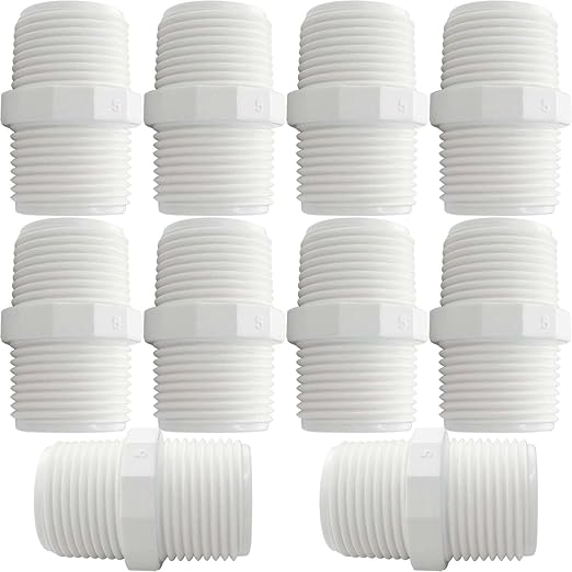 YSIL 10PCS 1 Inch PVC Nipple Male to Male Coupling Adapter Pipe Fittings 1" X 1" for Thread Pluming PIPE Connection