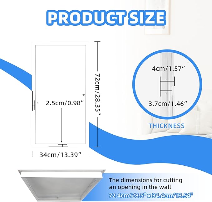 14" x 29" Metal Access Panel, 1MM Thickened Access Panel for Drywall, Aluminum Access Panel for Walls and Ceilings, Rust-Resistant and Easy-to-Install Drywall Access Panel