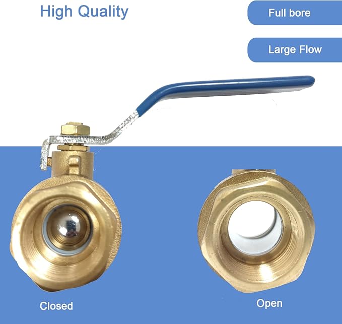 1 inch ball valve NPT Female Threaded Brass Ball Valve, US Standard 1” Brass Body Ball Valve, 600 WOG Full Port Ball Valves Heavy-Duty water shut off valve- 1 inch