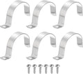 uxcell 6Pcs 57mm(2-1/4") One Hole Rigid Pipe Strap, 304 Stainless Steel Conduit Clamp Thicken U Bracket Heavy Duty Pipe Clamp with Self-Tapping Screws for Fixing Tube Cable, Silver