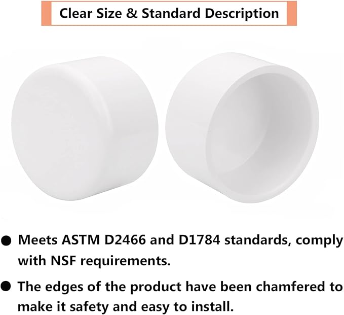 2 Pack 3"PVC Pipe End Cap Fitting Schedule 40 Furniture Grade 3" PVC Pipe Plug Adapter for Build Furniture DIY Garden Shelf, White