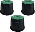 3 Pcs 10 in Sprinkler Valve Boxes, Durable PP Round Irrigation Valve Box for Garden Yard Outdoor Lawn Grassland Ground Farm, Underground Splice Box for Electrical Water Meter Box Green Cover