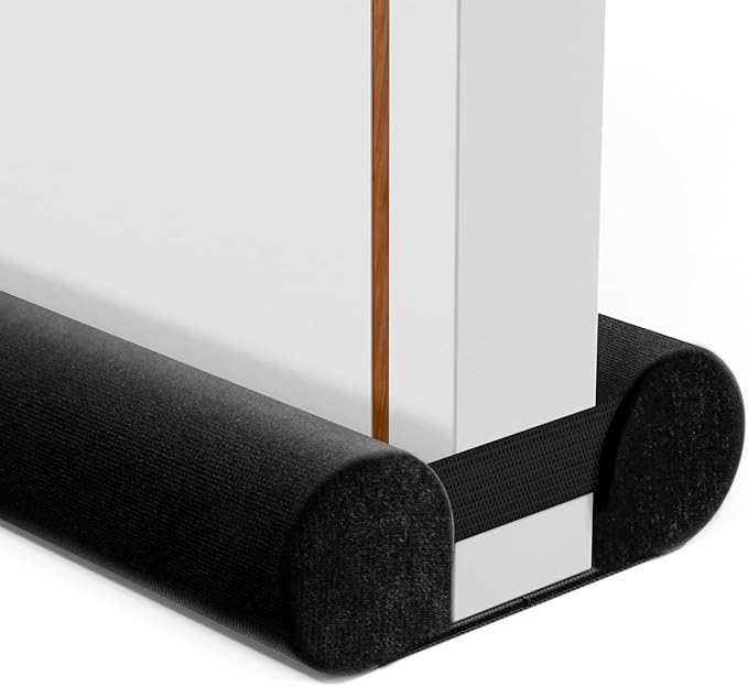 Door Draft Stopper for Bottom of Door, Upgraded Under Door Gap Filler for Big Gap, No Folding Required, Flexible Installation Door Sweep soundproofing Strip for Home & Apartment, 28-32in, Black