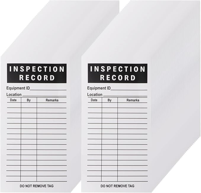 Lionshop Adhesive Inspection Record Labels, Safety Inspection Tag for Accident Prevention, Equipment, Maintenance, Quality Control, Self Adhesive Stickers, Black, 5"x 3", Pack of 200
