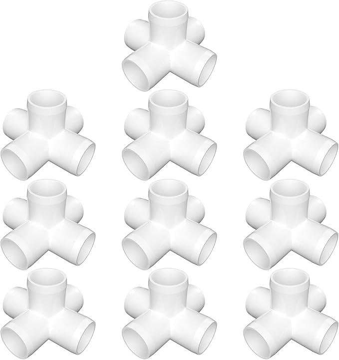 ‌letsFix 5 Way PVC Fittings 3/4 Inch (10-Pack), Furniture-Grade, Heavy-Duty Pipe Connectors for Plumbing, DIY Projects, and Home Furniture Assembly, Compatible with 3/4" Schedule 40 PVC Pipes‌
