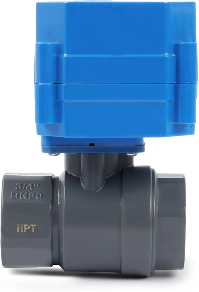 U.S. Solid 3/4" UPVC Motorized Ball Valve - Plastic Electrical Ball Valve with Standard Port, 2 Wire Auto Return, 9-24V AC/DC, Normally Closed