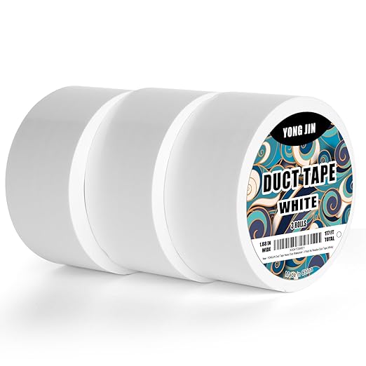 YONGJIN Strong Duct Tape Waterproof - 3 Pack 1.88 Inch x 20 Yards Each All Weather Duct Tape, No Residue, Heat Resistant, Multi-Purpose for Indoor Outdoor Repairs and DIY (White)