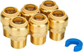 SUNGATOR 6-Pack Male Adapter, 3/4 Inch by 3/4 Inch Straight Connector Plumbing Fitting, Push Fit PEX Fittings with Disconnect Clip, Push-to-Connect Copper, CPVC, No Lead Brass Pipe Fittings