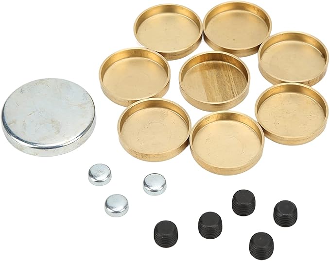 Engine Freeze Plug Kit Brass Freeze Frost Expansion Plug Parts MPE-100BR Compatible with Chevy Small Block 283ci 305ci 327ci 350ci 1957-1997