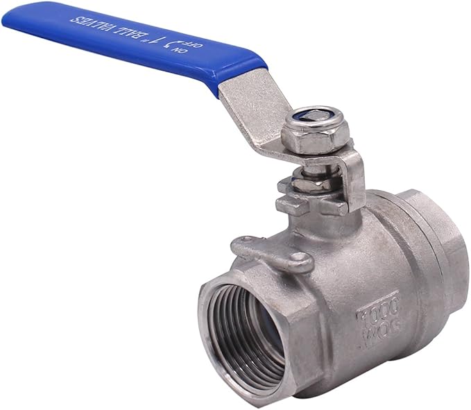 DERNORD Ball Valve Stainless Steel 304 1" NPT Heavy Duty for Water, Oil, and Gas with Blue Locking Handles (Pack of 2)