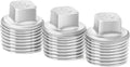 ChillWaves 304 Stainless steel Pipe Fitting, Outer Square Head Socket Pipe Plug Fitting，1-1/4" NPT Male，Thread Adapter(3-PACK)