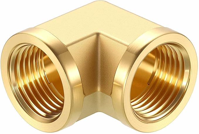 1 Pack Brass Pipe Fittings, 90 Degree 1/2" FeMale NPT to 1/2" FeMale NPT Barstock Street Elbow, Forged Pipe Fitting Connector for Air, Oil, LP