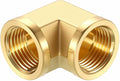 1 Pack Brass Pipe Fittings, 90 Degree 1/2" FeMale NPT to 1/2" FeMale NPT Barstock Street Elbow, Forged Pipe Fitting Connector for Air, Oil, LP