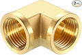 2 Pack Brass Pipe Fittings, 90 Degree 1/2" NPT FeMale to 1/2" NPT FeMale Barstock Street Elbow, Forged Pipe Fitting Connector for Air, Oil, LP