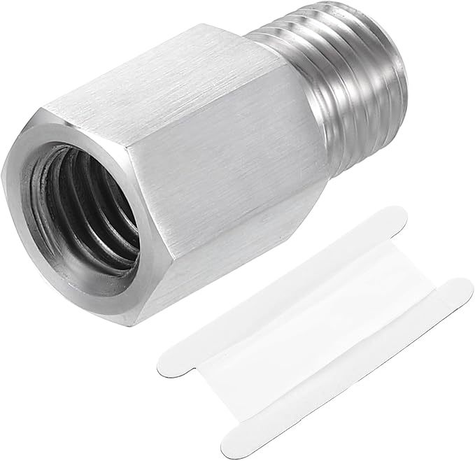 uxcell Pipe Fitting Reducing Adapter, 1/4" NPT Male x M12 Female 304 Stainless Steel Reducer Connector for Water Oil Air Pressure Gauge, Silver