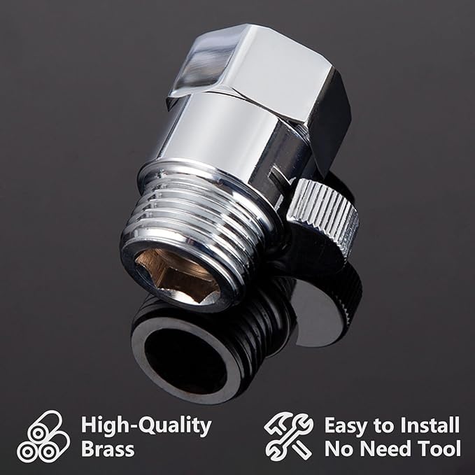 Shower Head Shut Off Valve - Matel Water Flow Control Valve Pressure Regulator G1/2 IPS Brass Shut off Valve, RV Hose Flow Restrictor for Handheld Shower or Bidet Sprayer, Chrome