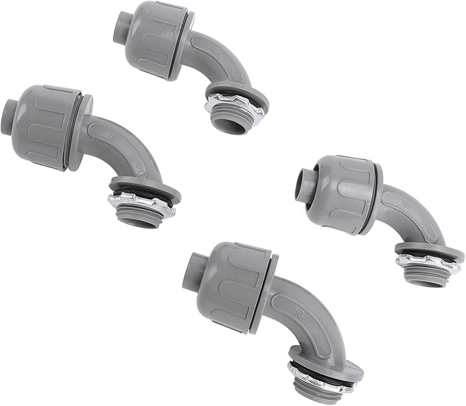20PCS Liquid Tight Connector 1/2 Inch NPT, 90 Degree Electrical Conduit Fitting, Nylon 6 PVC Conduit Connector for HVAC, Motors, and, Rugged and Easy to Install