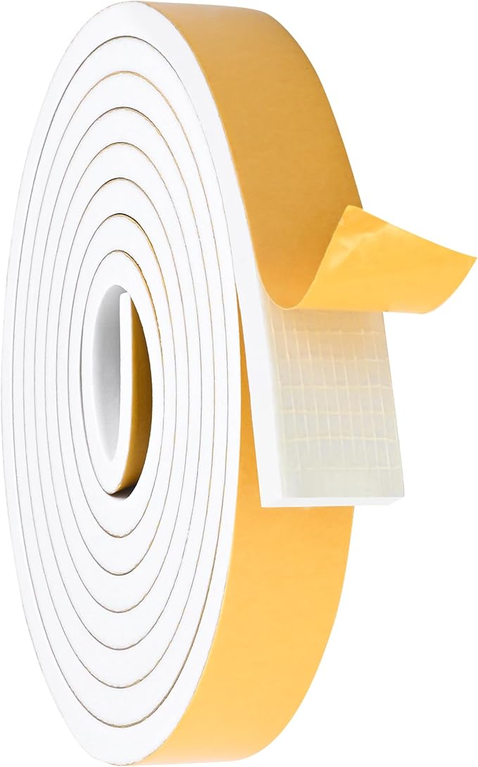 ToLanbbt White Door Window Weather Stripping Self Adhesive Foam Tape High Density Foam Sealing Strip Window Insulation Weatherproof Gasket Tape for Doors and Windows (1/2" W X 1/4" T X 13')