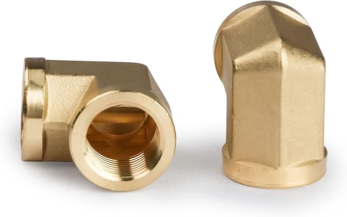 U.S. Solid 2pcs 90 Degree Barstock Street Elbow Brass Pipe Fitting (3/8" NPT Female x 3/8" NPT Female)