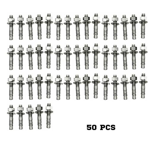 Wedge Anchors – Heavy-Duty 304 Stainless Steel Expansion Bolts for Concrete & Masonry, Rust-Resistant & Durable - 5/8 X 3-3/4" - 50 Pack