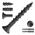 #8 x 1-1/4" Deck Screws (796Pcs) 4lb. Carbon Steel, Black, Flat Head, Rust Resistant epoxy Coated, with T25 Star Bit