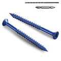 35Pcs 1/4 x 3-1/4 Inch Concrete Screws Anchor with Drill Bit, Blue Flat Head Masonry Brick Stucco Cement Block Screws, Diamond Point