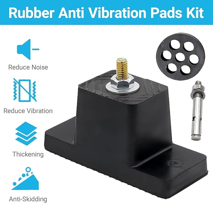 4 Pack Heavy Duty Anti Vibration Pads for Mini Split Air Conditioner , Rubber Vibration Isolator Mounting Brackets with Expansion Screws and Shock Absorbing Pads, Fits HVAC, Central AC Air Compressor