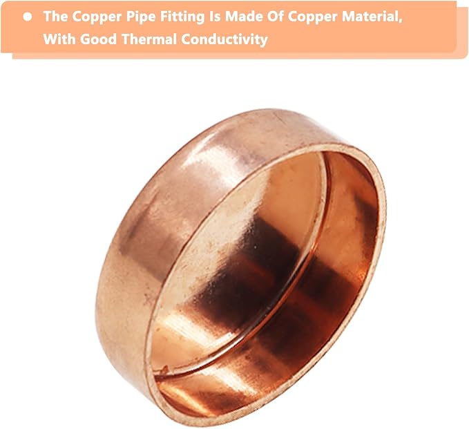 Copper Pipe Cap,TTZEZE Copper End Cap,Certified Safe Pressure Copper Cap Plug,Solid Sweat Solder Connection,Pure Copper Plumbing Cap for Plumbing HVAC Air Conditioner 45mm/1.77'' 1PCS