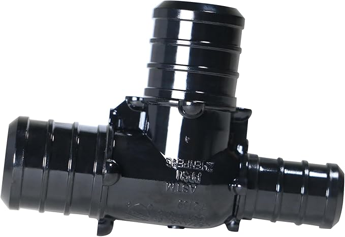 XFITTING Poly Pex B Barb Crimp 3/4 inch X 1/2 X 3/4 Pex B Tee, Poly Alloy, 10 Pieces