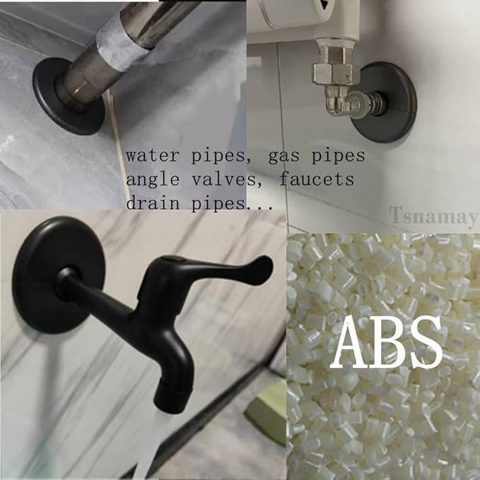 2 Pcs Wall Split Flange, ABS Round Self-Adhesive Escutcheon Plate Buckles Design for 2.5"/64mm,Silver