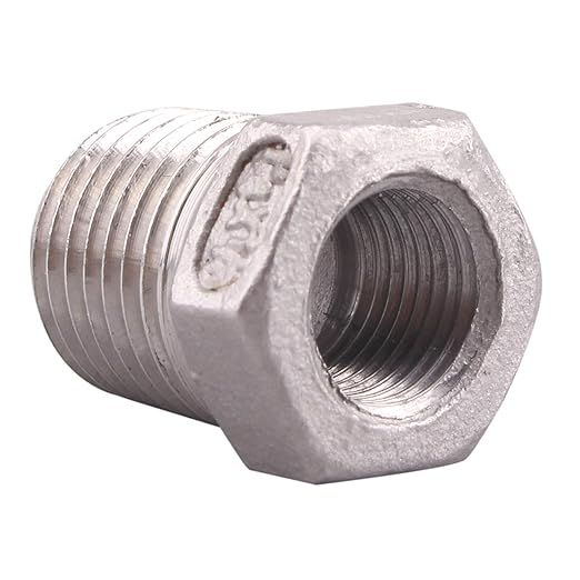 Stainless Steel Reducer Hex Flush Bushing, 1/4" NPT Male 1/8" NPT Female,Reducing Adapter Cast Pipe Fitting (pack of 2)