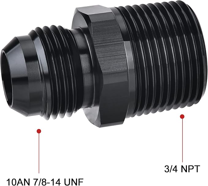 EVIL ENERGY 10AN Male Flare to 3/4" NPT Pipe Fitting Adapter Aluminum Straight Black 4PCS