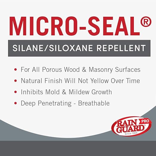 Rain Guard Water Sealers CR-2405 Micro-Seal Concentrate HIGH Solids Sealer Covering Up to 1500 Sq. Ft. All Masonry Surfaces. 1 Quart Clear Penetrating Silane and Siloxane Professional Grade.