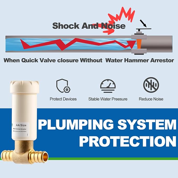 Resin Water Hammer Arrestor, 1/2 Inch Pex Crimp Tee Hammer Arrestor For Potable Water Plumbing Application, F1807 Tee Connection