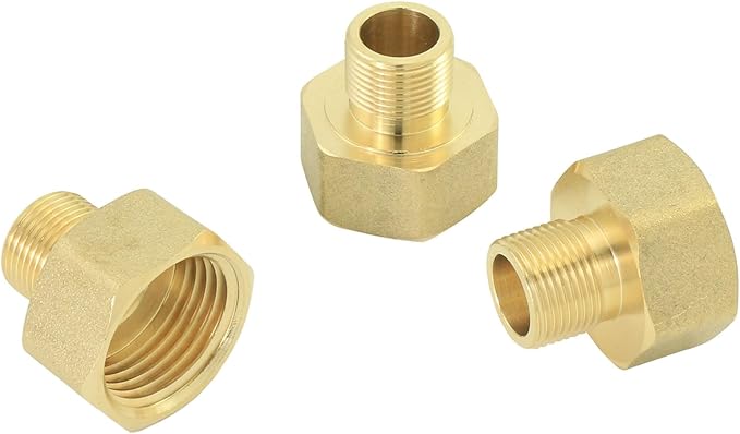 1/2 to 3/8 inch reducer faucet adapter - compressed brass pipe fittings, 3/8 "male to 1/2" female water supply pipe adapter for RV kitchen water supply pipes, compatible with 3 water pipe fittings