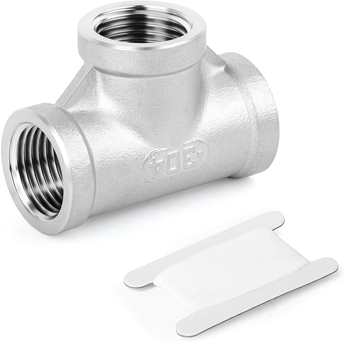 TAISHER 1PCS 304 Stainless Steel Tee Pipe Fittings, 2" x 2" x 2" NPT Female Pipe Fittings