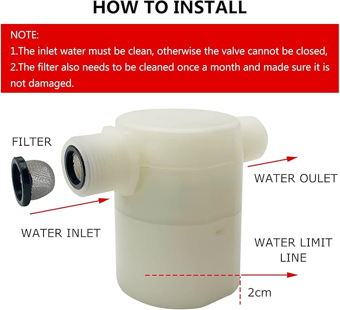 Water Float Valve, Water Level Control Water Tank Traditional Float Valve Upgrade 2 PCS(3/4", side inlet)