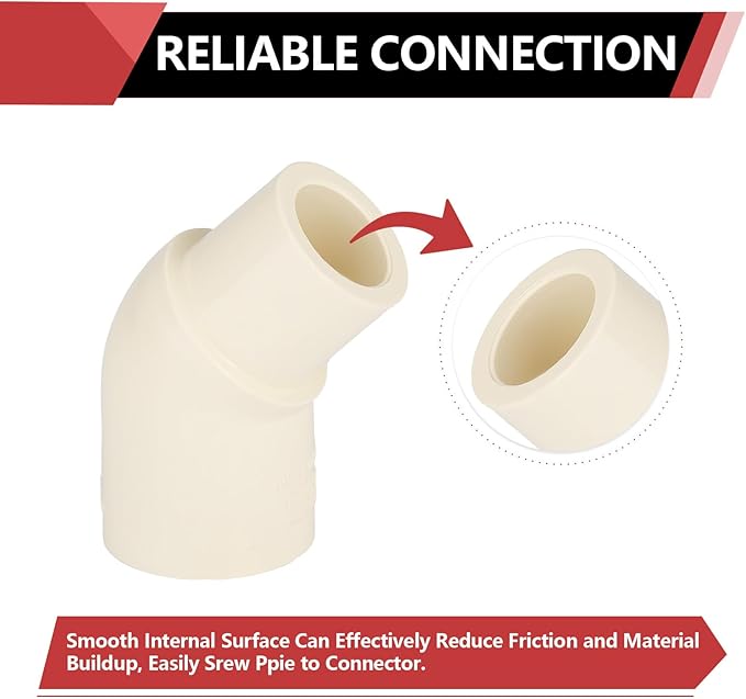 100-PACK EFIELD CPVC Street Elbow,3/4" Spigot x 3/4" Slip 45-Degree Elbow Fitting,(CPVC011-25-100PCS)