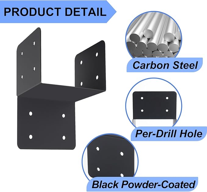4 Pcs Joist Anchor Connector Fit 6"x 6"Post,Roof Tie Header Hanger Joint Post Cap,Truss to Beam Connector Roof Tie Header Hanger for Outdoor House Carport Shed ,Pergola or Light Steel Frame
