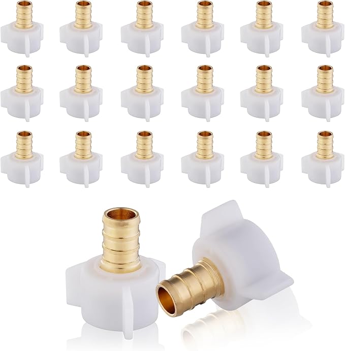 20-Pack HeSun PEX Fittings, 3/4" Pex x 3/4" Female NPT Swivel Adapter, Brass Crimp Fitting for ASTM F1807(PEX1807203-20)